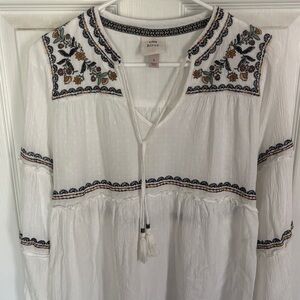 Knox Rose White Embroidered Boho Blouse size Small